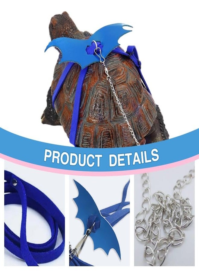 hokable Turtle Harness and Leash with Wings- Harness Strap Chest Collar Adjustable Rope Walking for Turtle Reptile(Blue S - Image 3